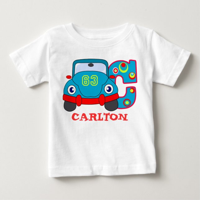 Camiseta Para Bebê C CAR, nome inicial (Frente)