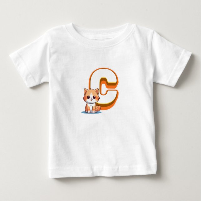 Camiseta Para Bebê C de gato (Frente)