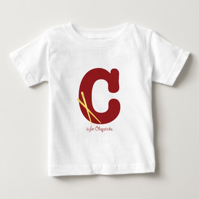 Camiseta Para Bebê C é para Chopsticks (Frente)