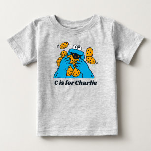 Camiseta Para Bebê C é para Cookie Monster Adicione seu nome