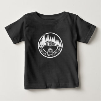 Camiseta Para Bebê Cabana de Campo Casa de Madeira | Nome da Família