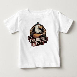 Camiseta Para Bebê Cabeça de Águia Ousada Agradecida e Livre Gráfico