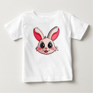 Camiseta Para Bebê Cabeça de Coelho de Desenho Animado Fofo Com Olhos