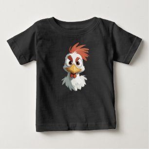 Camiseta Para Bebê Cabeça de Frango de Desenho Animado Irritado