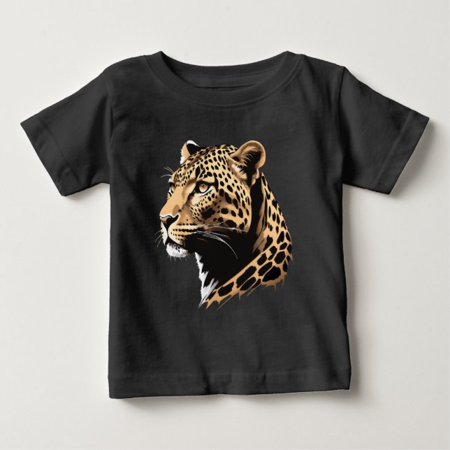 Camiseta Para Bebê Cabeça de Leopardo (Frente)