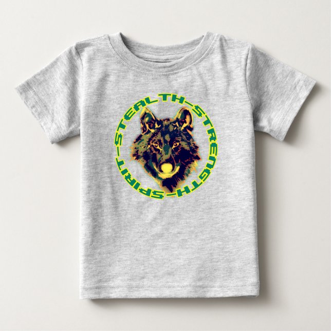 Camiseta Para Bebê cabeça de lobo (Frente)