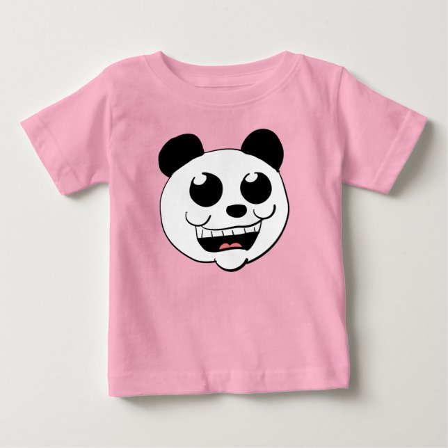 Camiseta Para Bebê Cabeça de Panda de Desenho Animado (Frente)