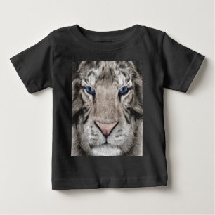 Camiseta Para Bebê Cabeça de Tigre Branco Estética da Vida Selvagem