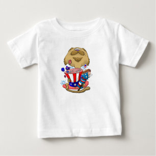Camiseta Para Bebê Cabeça Grande 4 de julho Cat