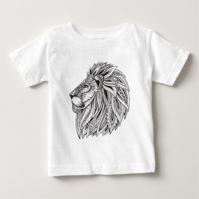 Camiseta Para Bebê Cabeça modelada étnica do leão (Frente)