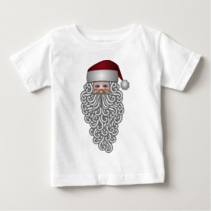 Camiseta Para Bebê Cabeça papai noel com T-Shirts de Criança de Barba