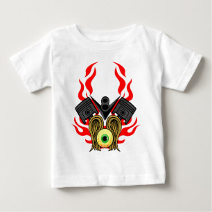 Camiseta Para Bebê Cabeças de pistão de V8 que voam o olho