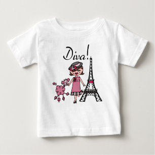 Camiseta Para Bebê Cabelo Castanho Diva Baby Tutu