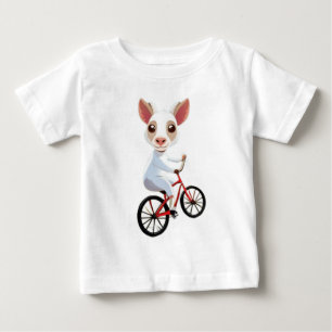 Camiseta Para Bebê Cabra branca e bonita de bicicleta