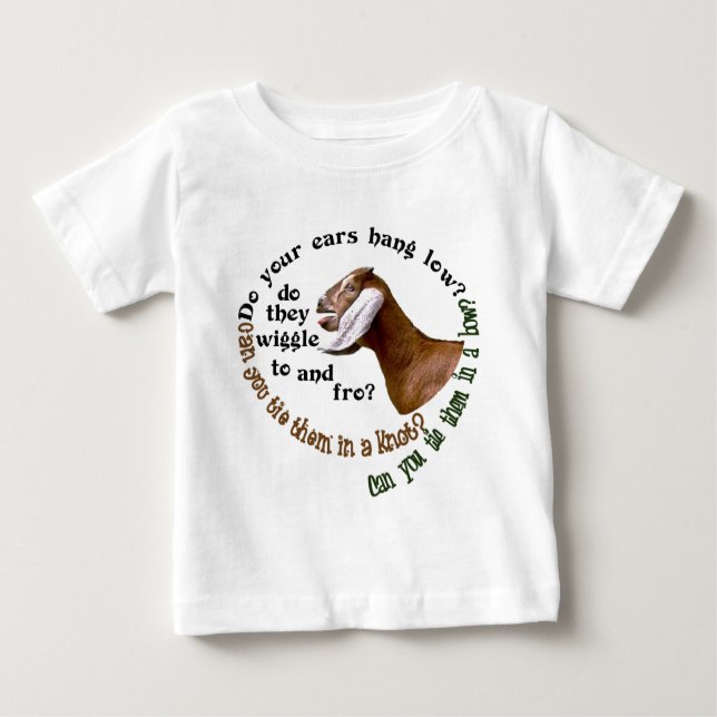 CAMISETA PARA BEBÊ CABRA DE NUBIAN - SUAS ORELHAS PENDURAM BAIXO? (Frente)
