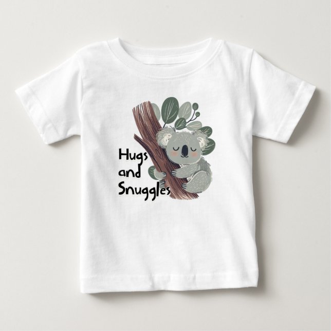 Camiseta Para Bebê Cabraço de Coala Fofo e Abraços (Frente)