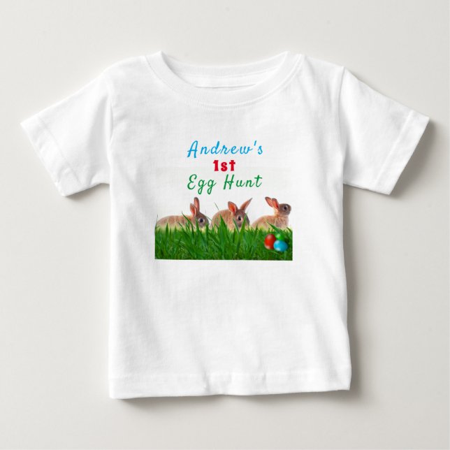 Camiseta Para Bebê Caça ao Ovo de Páscoa do Bebê (Frente)