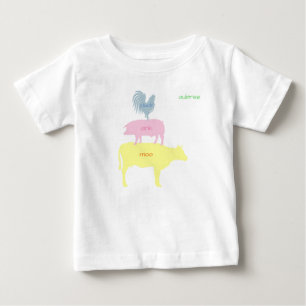 Camiseta Para Bebê cacareja, grunhe, muge Personalizável
