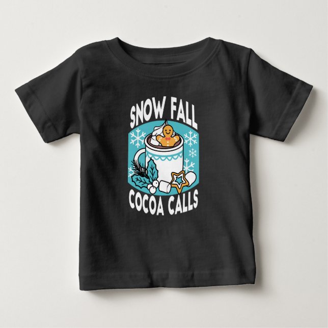 Camiseta Para Bebê Cacau quente e berço de inverno - Chamadas de Caca (Frente)