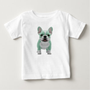 Camiseta Para Bebê Cachorrinho Adorável de Bulldog Francês Verde Ment
