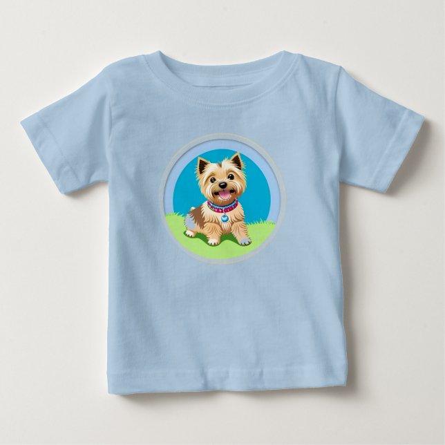 Camiseta Para Bebê Cachorrinho de Desenho Adorável (Frente)
