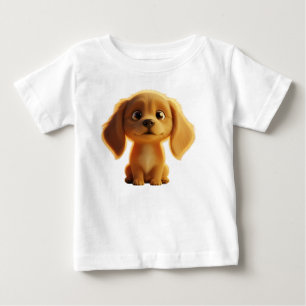 Camiseta Para Bebê Cachorrinho Dourado Adorável Ilustração 3D