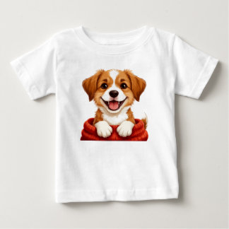 Camiseta Para Bebê Cachorrinho Fofo Com Cachecol Para Amantes de Cach
