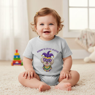 Camiseta Para Bebê Cachorrinho Fofo de Mardi Gras com Texto Personali