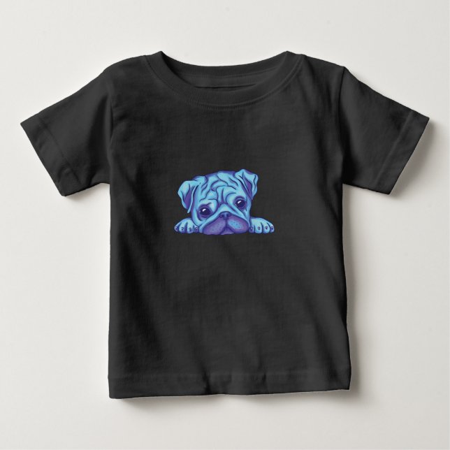 Camiseta Para Bebê Cachorrinho Pug Fofo (Frente)