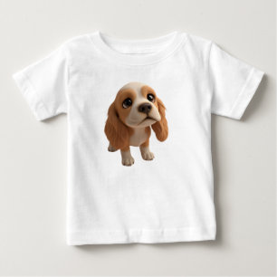 Camiseta Para Bebê Cachorrinho Spaniel Animado com Olhos Expressivos