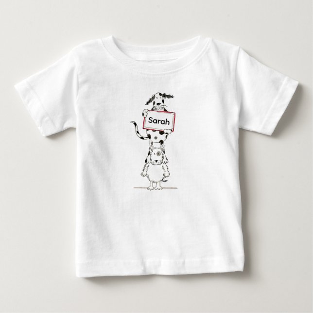 Camiseta Para Bebê Cachorro Acrobata Fofo Personalizado  (Frente)