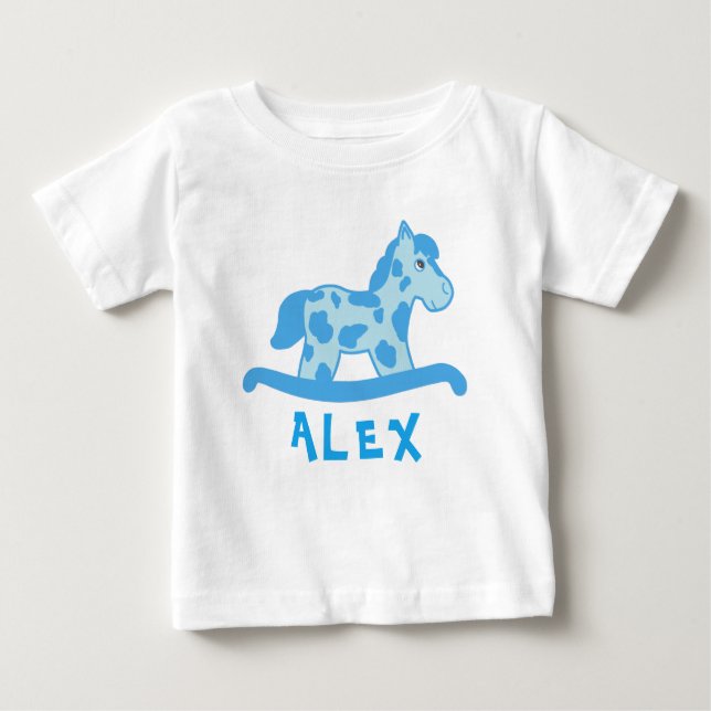 Camiseta Para Bebê Cachorro Azul-Enrolado Nome Bebê (Frente)