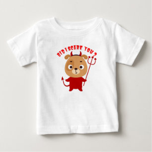 Camiseta Para Bebê Cachorro bonito com fantasia de diabo vermelho seg