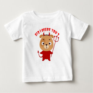 Camiseta Para Bebê Cachorro bonito com fantasia de diabo vermelho seg