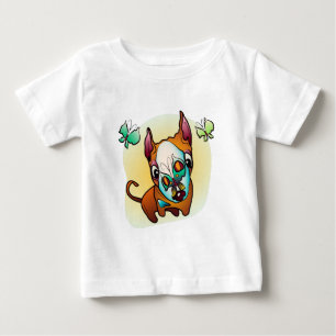 Camiseta Para Bebê Cachorro BullTerrier curioso