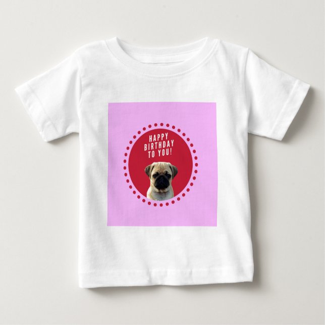 Camiseta Para Bebê Cachorro Cachorro Cachorro Feliz Aniversário Verme (Frente)