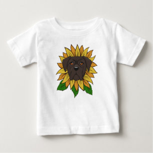 Camiseta Para Bebê Cachorro Cane Corso Fofo em Girassol
