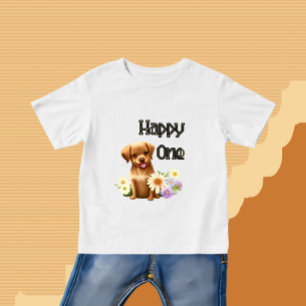 Camiseta Para Bebê Cachorro castanho bonito