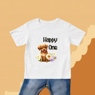 Camiseta Para Bebê Cachorro castanho bonito