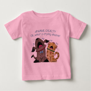 Camiseta Para Bebê Cachorro Chorando e Gato - Que vergonha chorar