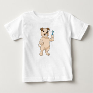 Camiseta Para Bebê Cachorro com escova de dentes
