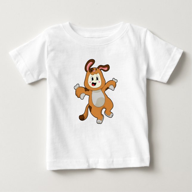 Camiseta Para Bebê Cachorro com Osso como Coelho (Frente)
