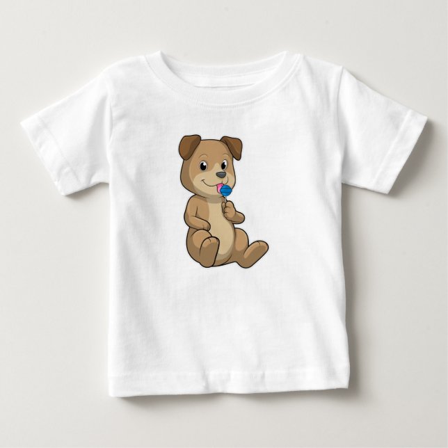 Camiseta Para Bebê Cachorro com Pirulito de Doces (Frente)