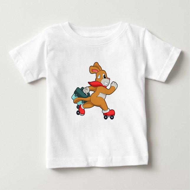 Camiseta Para Bebê Cachorro com skates de cilindro (Frente)