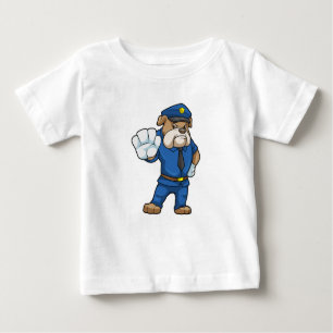 Camiseta Para Bebê Cachorro como agente da polícia com uniforme
