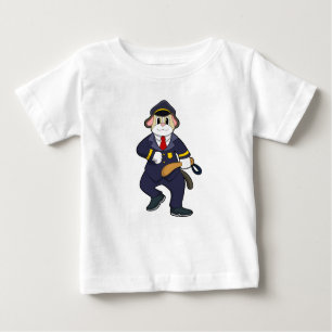 Camiseta Para Bebê Cachorro como agente da polícia com uniforme da po