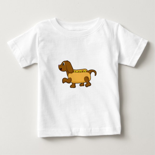 Camiseta Para Bebê Cachorro como cachorro-quente (Frente)