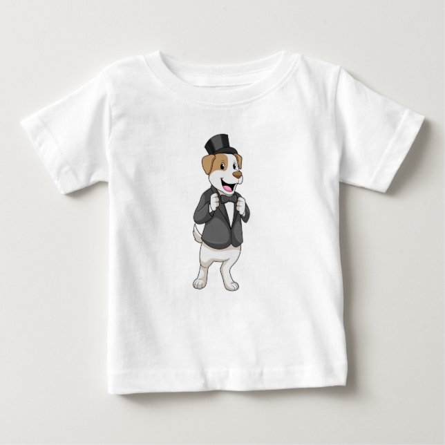 Camiseta Para Bebê Cachorro como Noivo com Laço (Frente)