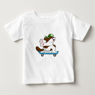 Camiseta Para Bebê Cachorro como skater com skate