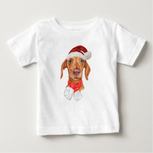 Camiseta Para Bebê Cachorro Dachshund Creme Natal Férias